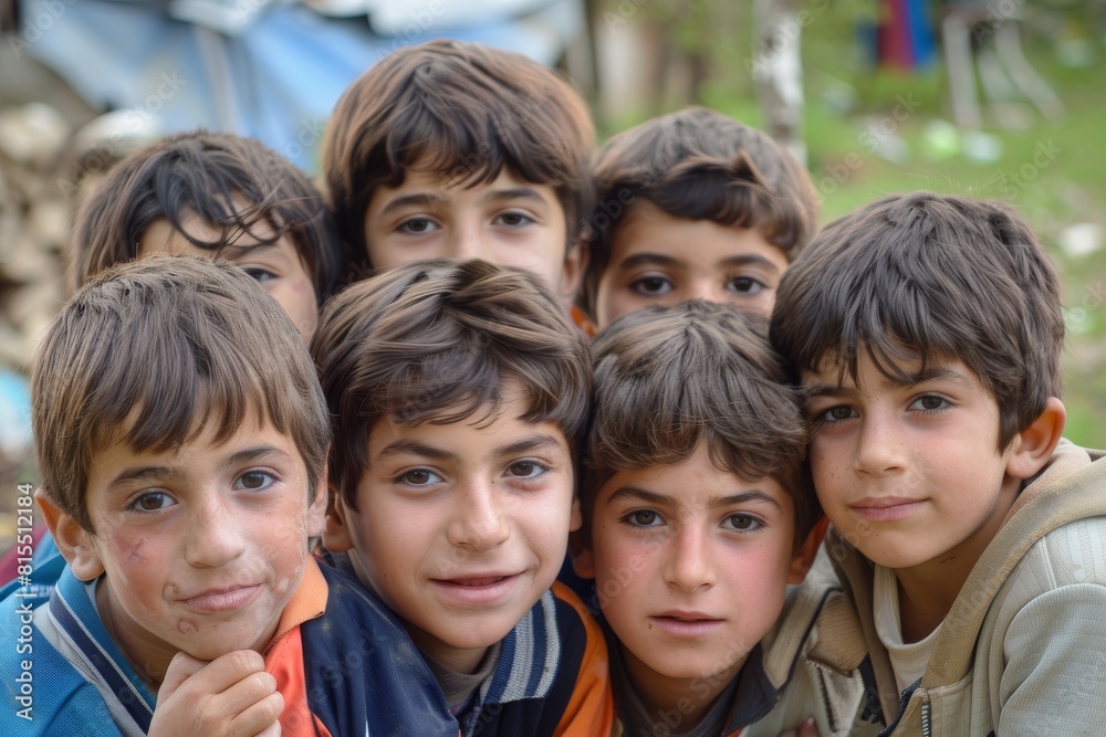 Portrait of a group of children. Selective focus. Kid. Portrait of a group of children. Selective focus. Kid.