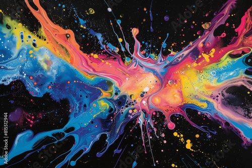 A nebula reimagined as a pop art splash of paint  with vibrant drips and splatters