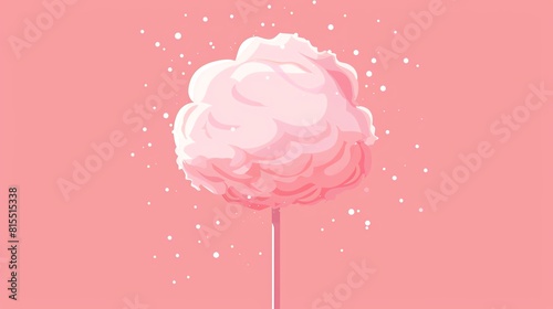 Pink cotton candy flat design, top view, cotton candy theme, cartoon drawing, Analogous Color Scheme
