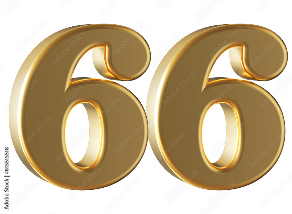 3d gold number 66 3d gold number 66
