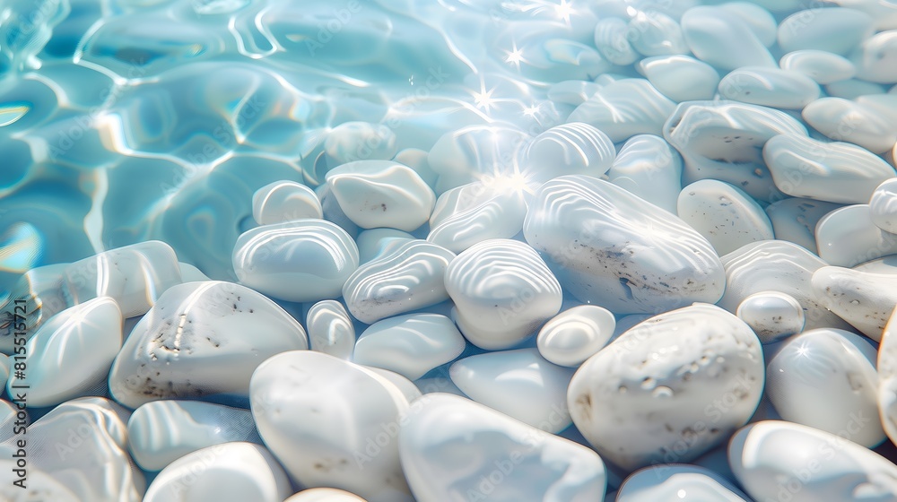 Obraz premium Pebbles in Water Fresh Summer Mood in White and Light Blue