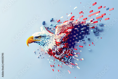 American eagle made out of cubes photo