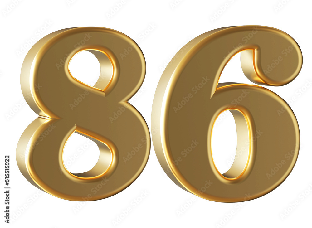 3d gold number 86 3d gold number 86