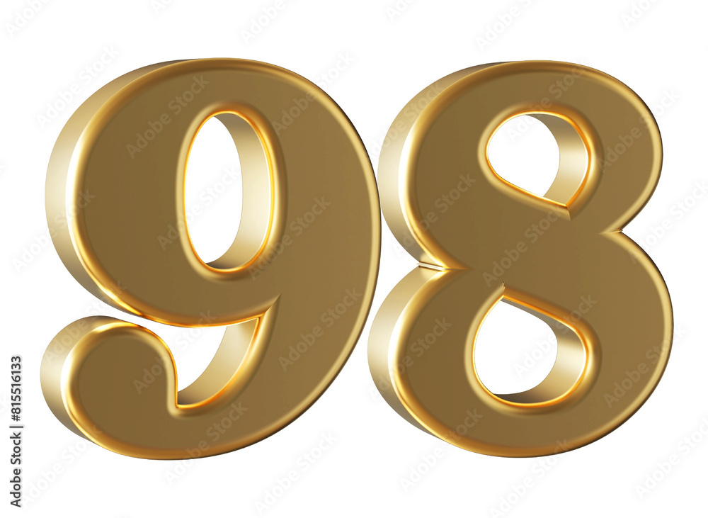 3d gold number 98 3d gold number 98