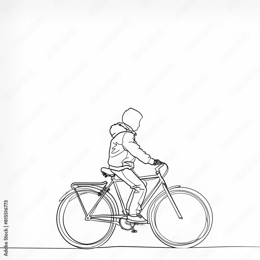 Obraz premium background drawing of a boy riding a cycle for world bicycle day with copy space