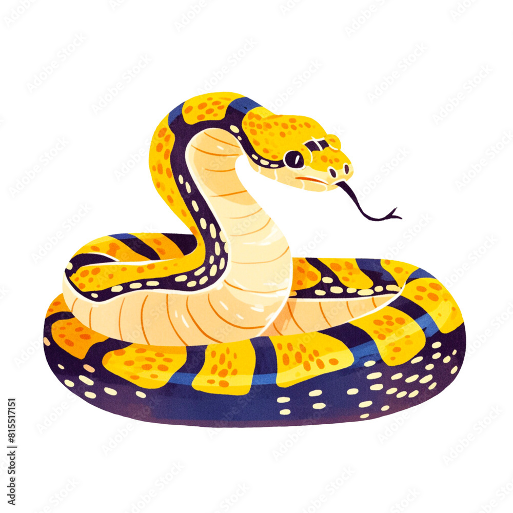 Naklejka premium Watercolor snake illustration transparent PNG.