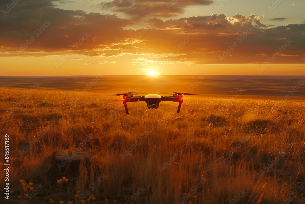 Fototapeta premium Advanced farming technology in field management operations uses precision isometric drones for efficient agricultural vector illustrations