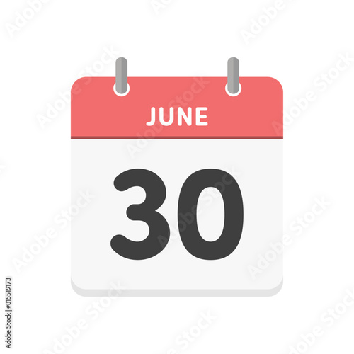 6月30日･JUNE 30th の日めくりカレンダーのアイコン - 6/30･6月末日のイメージ素材
 photo