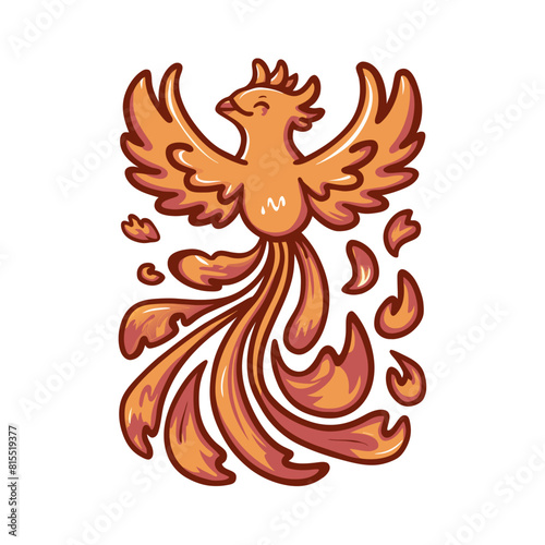 Phoenix Doodle Art: Mythical Illustration of a Rebirth Symbol