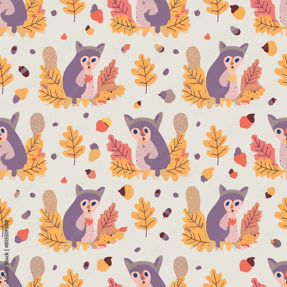 a serene seamless pattern of forest creatures organic like owls, squirrels, and hedge a serene seamless pattern of forest creatures organic like owls, squirrels, and hedge