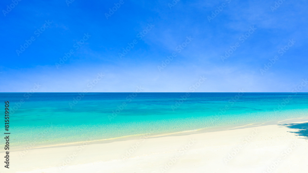 Nature of the beach and sea Summer with sunshine, sandy beaches, clear blue waters sparkling against the blue sky. On an island with good ecology and environment Background for summer vacation concept Nature of the beach and sea Summer with sunshine, sandy beaches, clear blue waters sparkling against the blue sky. On an island with good ecology and environment Background for summer vacation concept