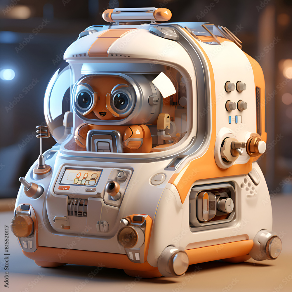 Fototapeta premium 3d rendering of an electric generator robot on a gray background with shadow