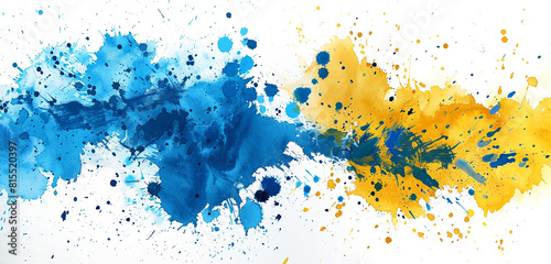 Lively mustard and cerulean burst on white.