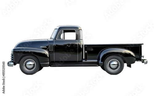 A Black Vintage Pickup Truck Isolated On Transparent Background