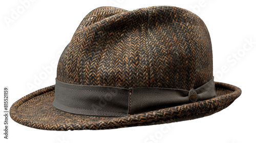 A classic deerstalker hat isolated on transparent background.PNG file.  photo