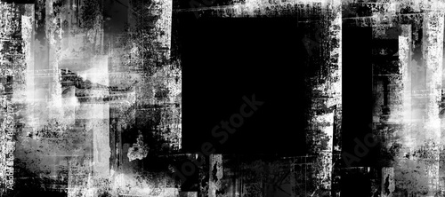 Abstract grunge stained lettering background. Urban cyber punk wide illustration