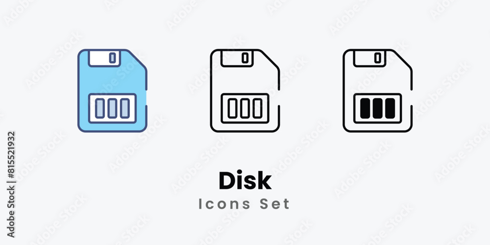 Disk Icons thin line and glyph vector icon stock illustration Disk Icons thin line and glyph vector icon stock illustration