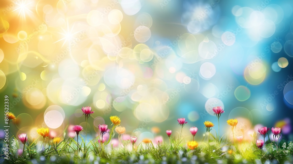 Obraz premium Abstract spring, summer grass meadow field. Beautiful fresh nature landscape environment
