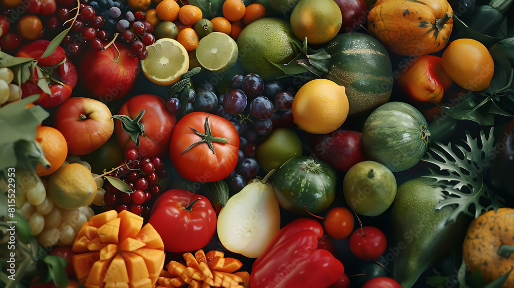 Fresh fruits and vegetables for commercial and non commercial use. Generative AI illustration Fresh fruits and vegetables for commercial and non commercial use. Generative AI illustration