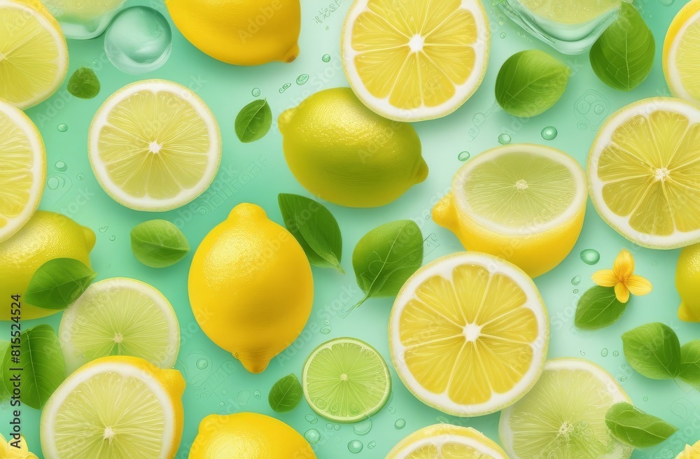 A slices of fresh yellow lemon texture background pattern. Lemon pieces in different sizes background. Texture formed by citrus pieces. A slices of fresh yellow lemon texture background pattern. Lemon pieces in different sizes background. Texture formed by citrus pieces.