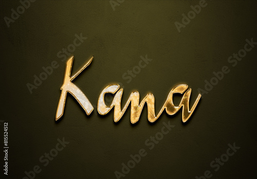 Old gold text effect of Japanese name Kana with 3D glossy style Mockup. photo