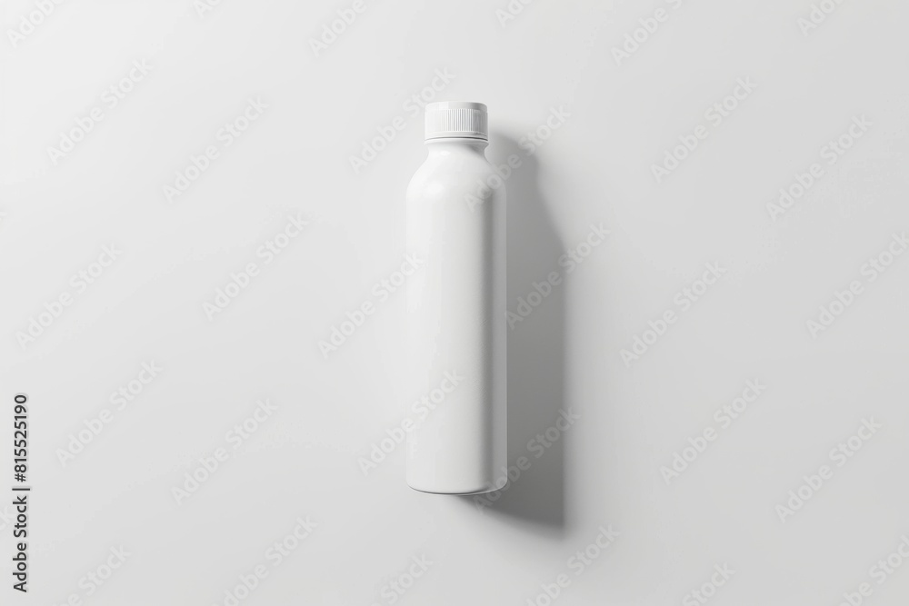 White blank mockup of water bottle isolated on white background.