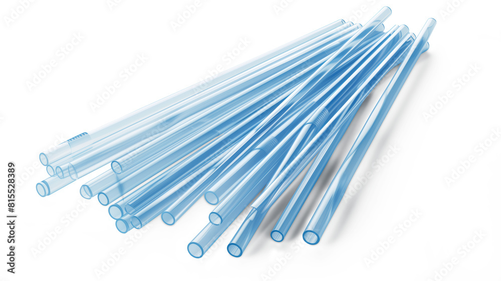 Plastic straws, isolated on transparent background