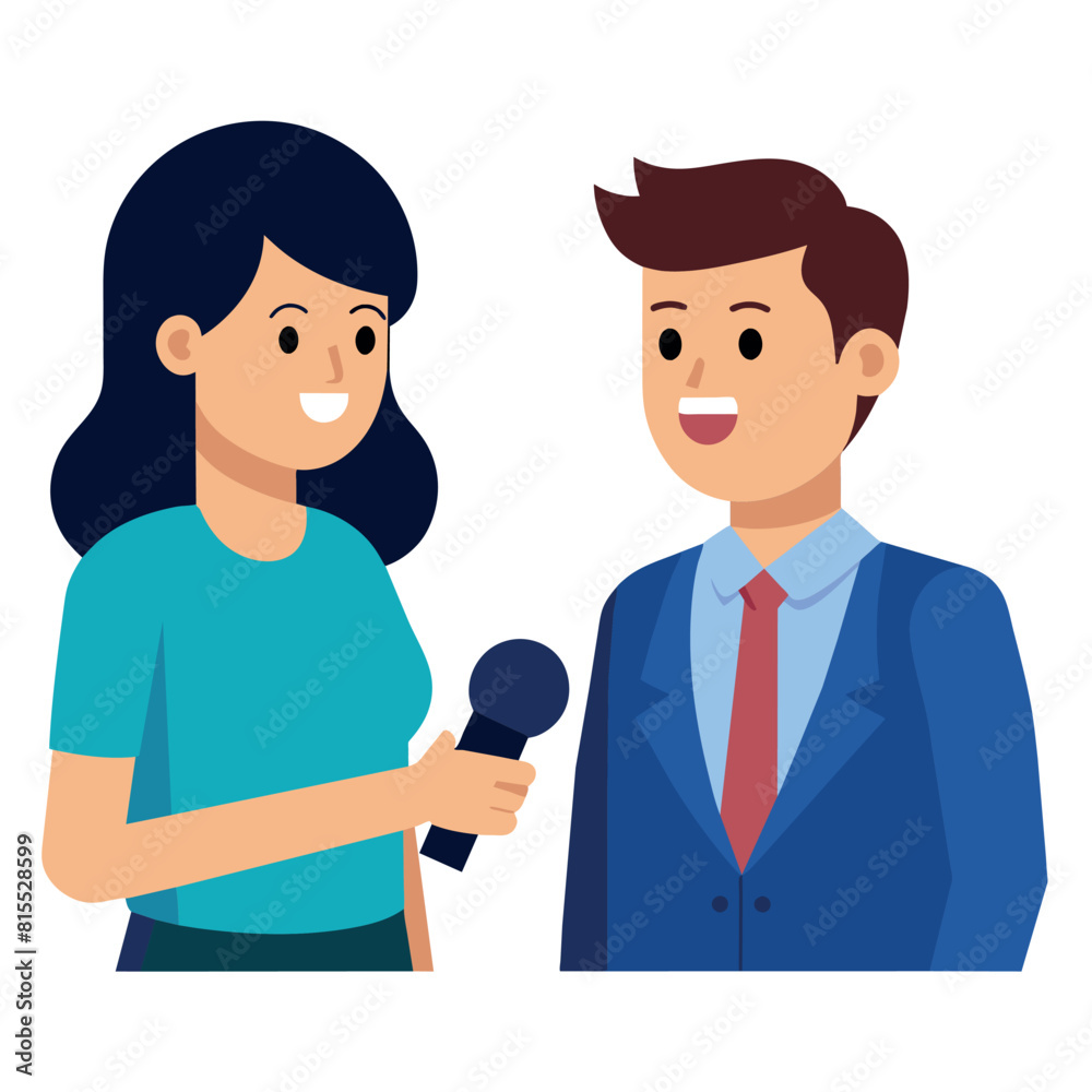 Vector woman journalist interviewing with the politician man illustration Vector woman journalist interviewing with the politician man illustration