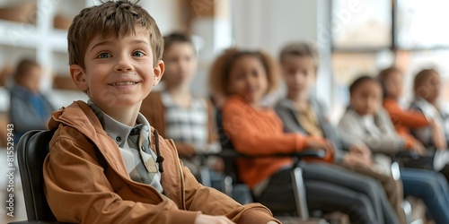 Diverse Students Engaging Actively in Classroom Activities. Concept Student Collaboration, Learning Environments, Cultural Diversity, Classroom Engagement, Group Work photo