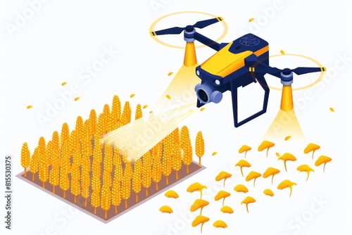 Aerial views enhance modern farming  integrating digital drone technology for pesticide application and control in green fields