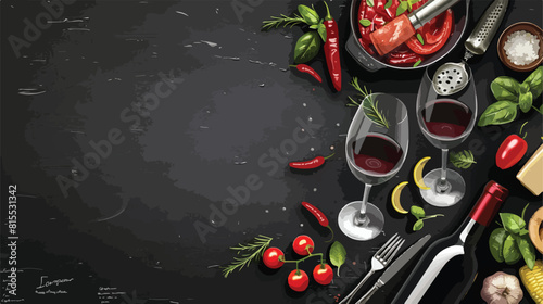 menu des over black background vector illustration