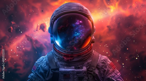 Develop a logo featuring an astronaut mascot with a galaxy theme to use as an esports mascot photo