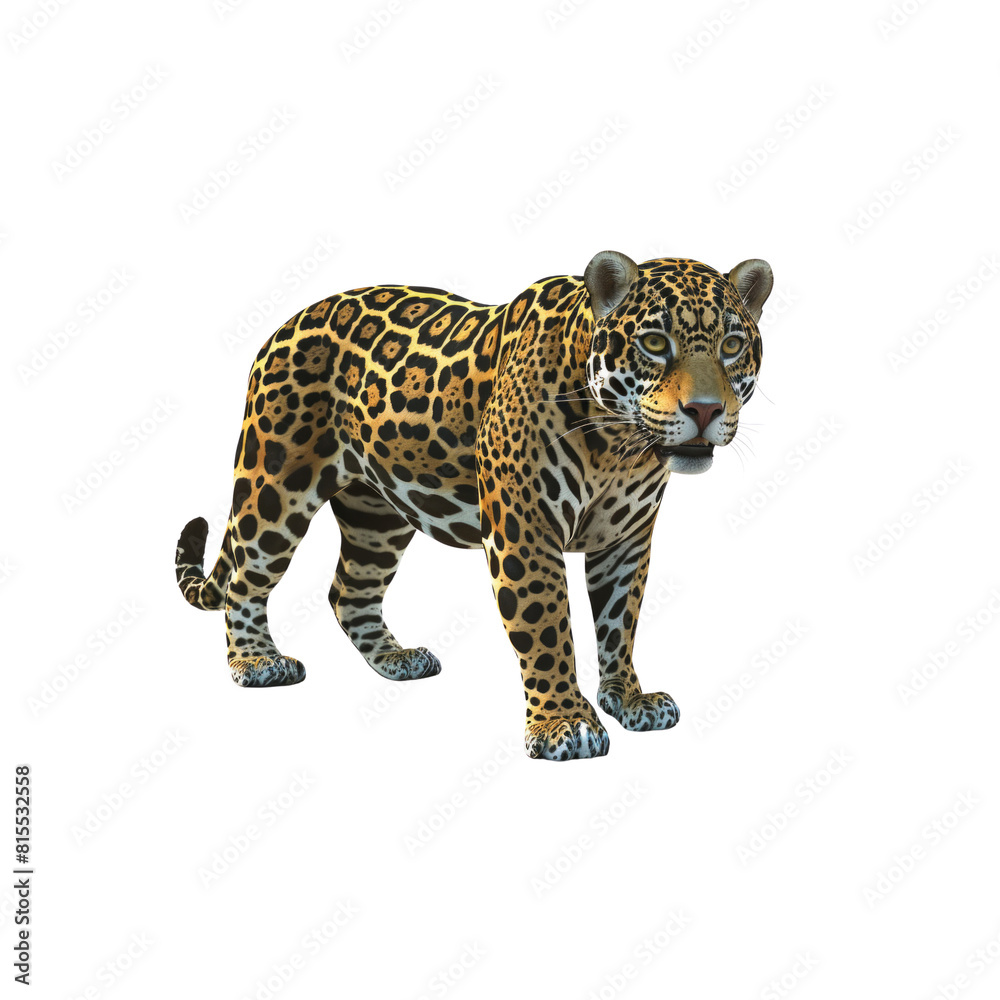 Obraz premium A jaguar is standing on a white background