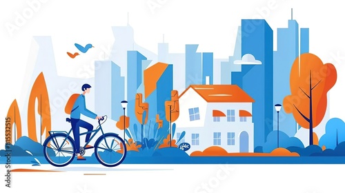 A man rides a bicycle through a city.