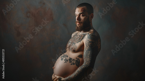 generated man transgender heavily ai with pregnant tattoos