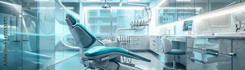 Provide an interior design for a futuristic dental clinic