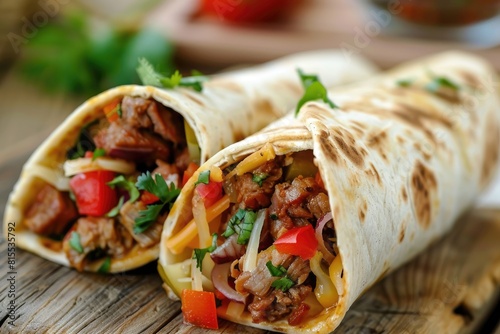 Savory Spicy Burrito Packed with Meat and Garden-Fresh Veggies