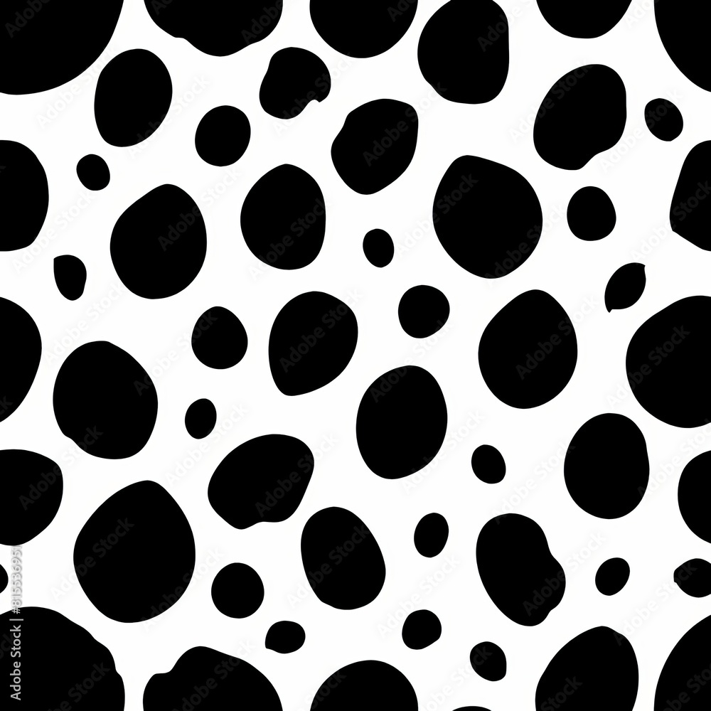 Seamless pattern of playful dalmatian spots in classic black and white, Generative AI Seamless pattern of playful dalmatian spots in classic black and white, Generative AI
