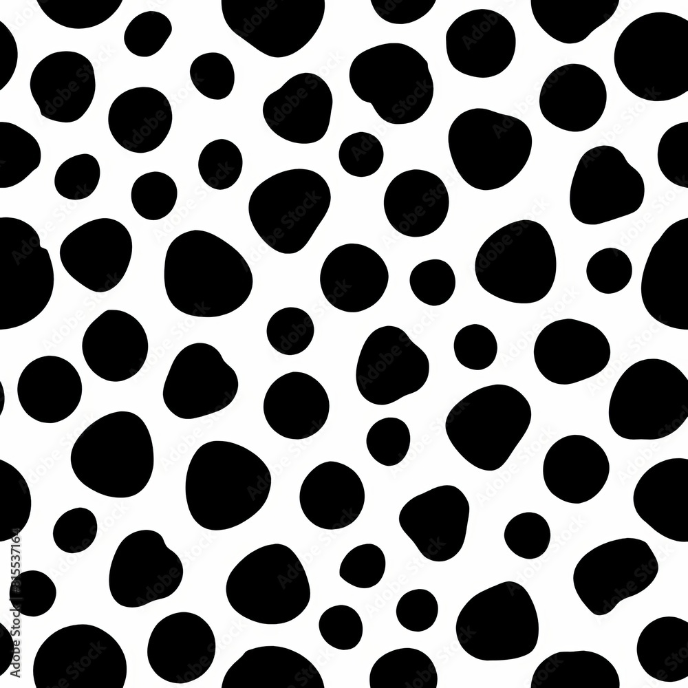Seamless pattern of playful dalmatian spots in classic black and white, Generative AI Seamless pattern of playful dalmatian spots in classic black and white, Generative AI