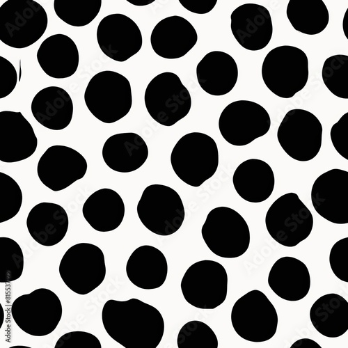  Seamless pattern of playful dalmatian spots in classic black and white, Generative AI