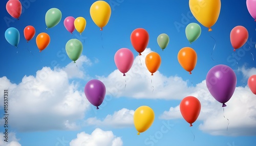 A whimsical background with colorful balloons floa upscaled_3 photo