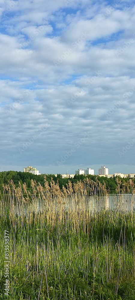 view of the city lake and sky view of the city lake and sky