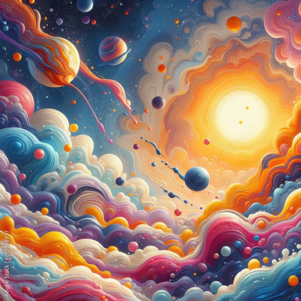 Cute Milky Way Cartoon Illustration in Oil Painting Style Cute Milky Way Cartoon Illustration in Oil Painting Style