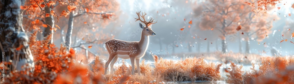 Capture the essence of nature with a wide-angle view of charming animals in a flat design Capture the essence of nature with a wide-angle view of charming animals in a flat design