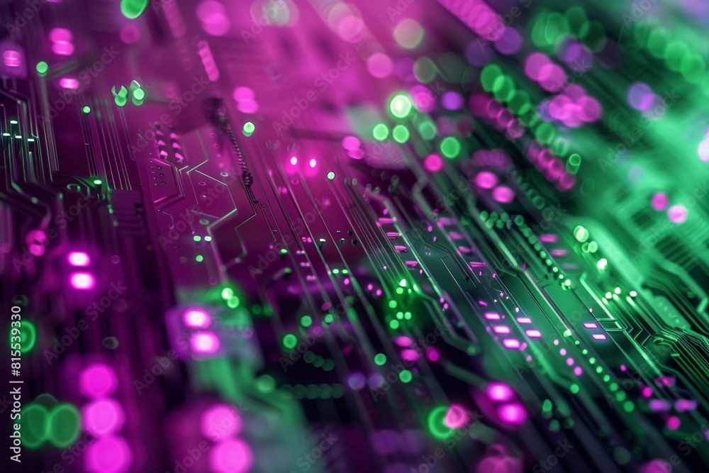 Futuristic Green and Purple Technology Background
