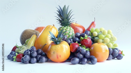 luscious fruits arranged on a white background  promising sweetness with every bite.