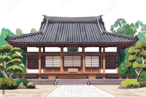 A simplistic digital illustration of the exterior of a tradtional japanese dojo photo