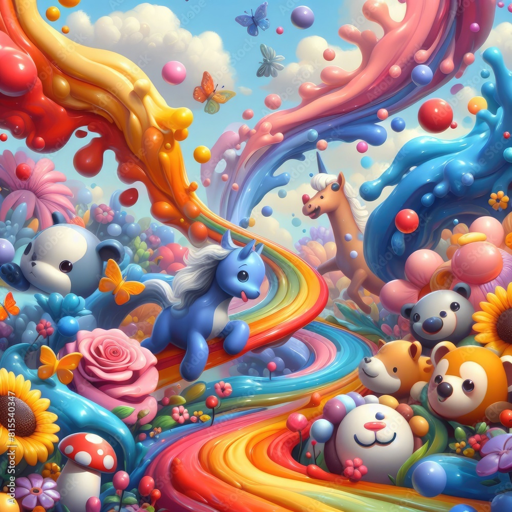 Cute Cartoon Flower Illustration in Oil Painting Style Cute Cartoon Flower Illustration in Oil Painting Style
