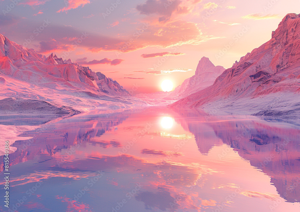 surreal fantasy landscape background  , pastel pink