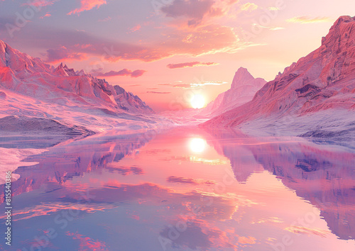 surreal fantasy landscape background  , pastel pink © Coka